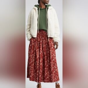 The Great. Viola Smocked Elastic Panel Waist Pastel Floral Prairie Midi, Sz L/10